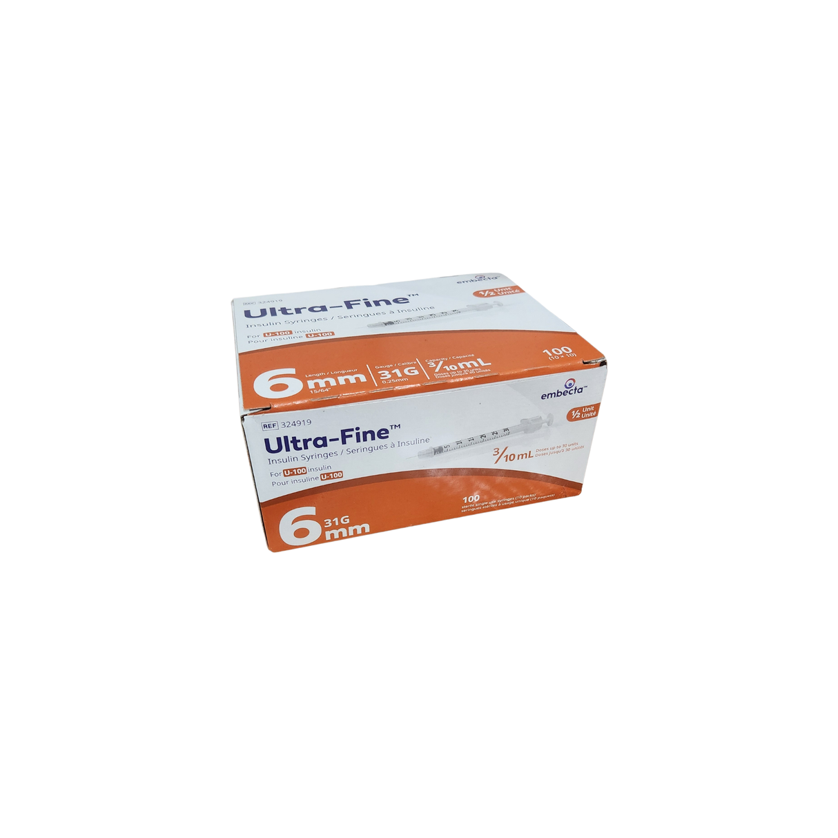 Seringue à insuline BD Ultra-Fine, 3/10CC, 6mm, 31G