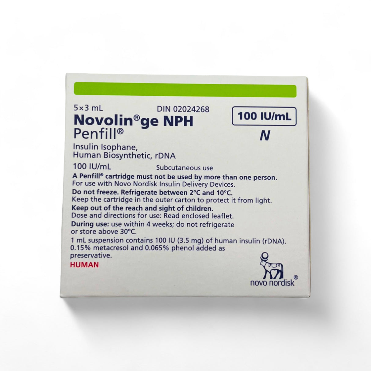 Novolin GE NPH 5 x 3ml Cartridge