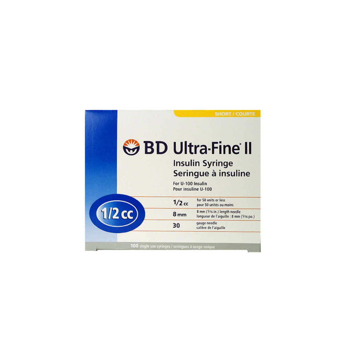 BD UltraFine II Syringe, 8mm , 1/2CC 30G