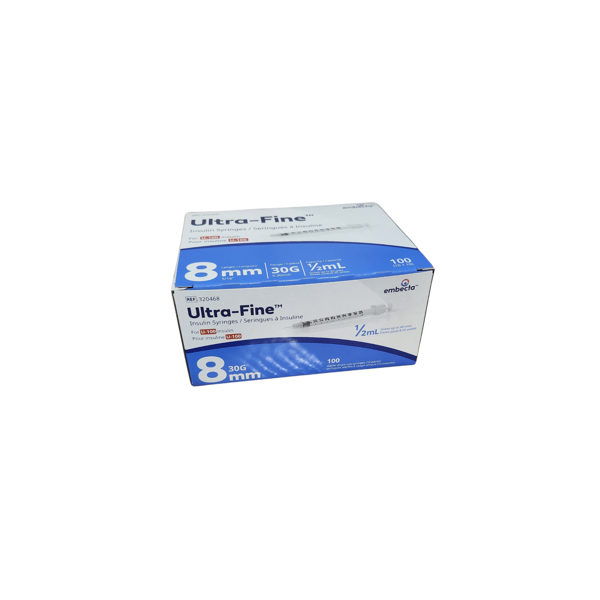 Embecta Ultra File Syringes Seringue à insuline Embecta Ultra-Fine, 1/2CC, 30G, 8mm (Boîte de 100 ...