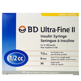 BD UltraFine II Syringe, 8mm , 1/2CC 30G