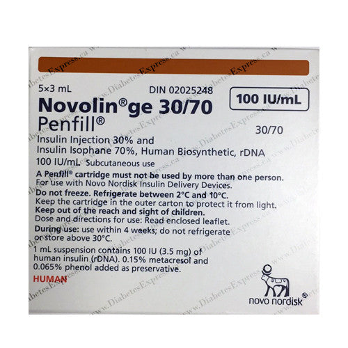 Novolin GE 30/70 cartouches 5 x 3ml